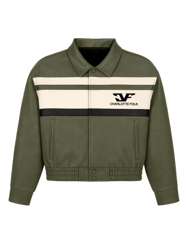 Covert Leather Jacket in Green, P4995, CHAROTTE FOLK, charlottefolk.com